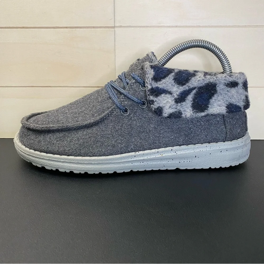 Hey Dude Britt Grey Cheetah Women's Size 7 Shoes Fabric Bootie - Picture 4 of 11